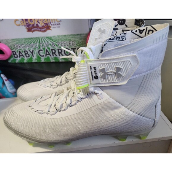 Under Armour Highlight MC Football Cleats Mens Sz 11.5 White/Silver 3023716-106‎ - Picture 1 of 6